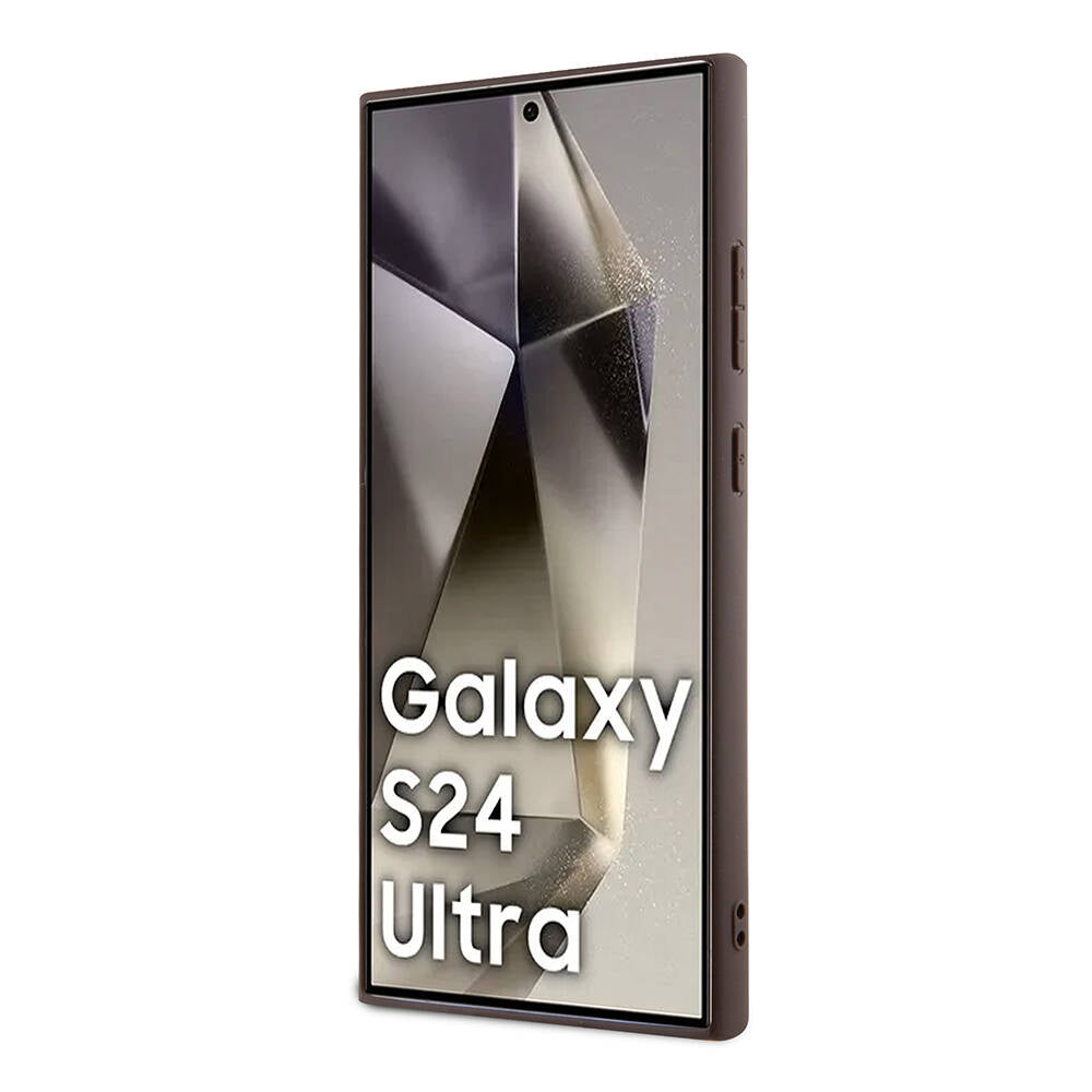 Galaxy S24 Ultra Kılıf Guess Orjinal Lisanslı PU Üçgen Logo 4G Desenli Kılıf