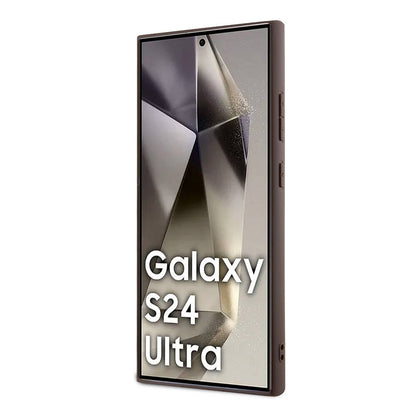 Galaxy S24 Ultra Kılıf Guess Orjinal Lisanslı PU Üçgen Logo 4G Desenli Kılıf