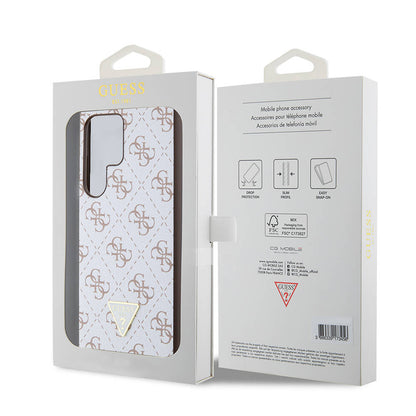 Galaxy S24 Ultra Kılıf Guess Orjinal Lisanslı PU Üçgen Logo 4G Desenli Kılıf