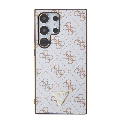 Galaxy S24 Ultra Kılıf Guess Orjinal Lisanslı PU Üçgen Logo 4G Desenli Kılıf