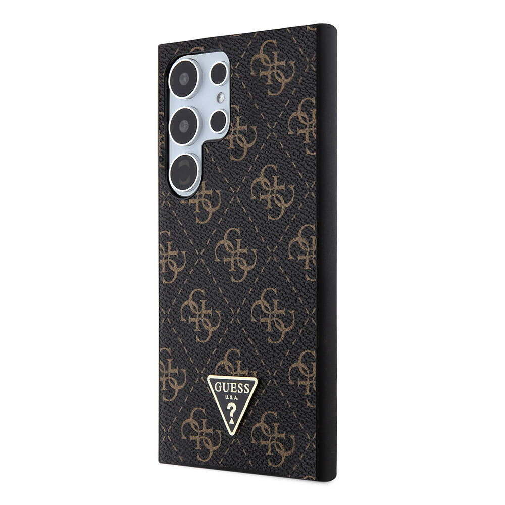 Galaxy S24 Ultra Kılıf Guess Orjinal Lisanslı PU Üçgen Logo 4G Desenli Kapak Beyaz