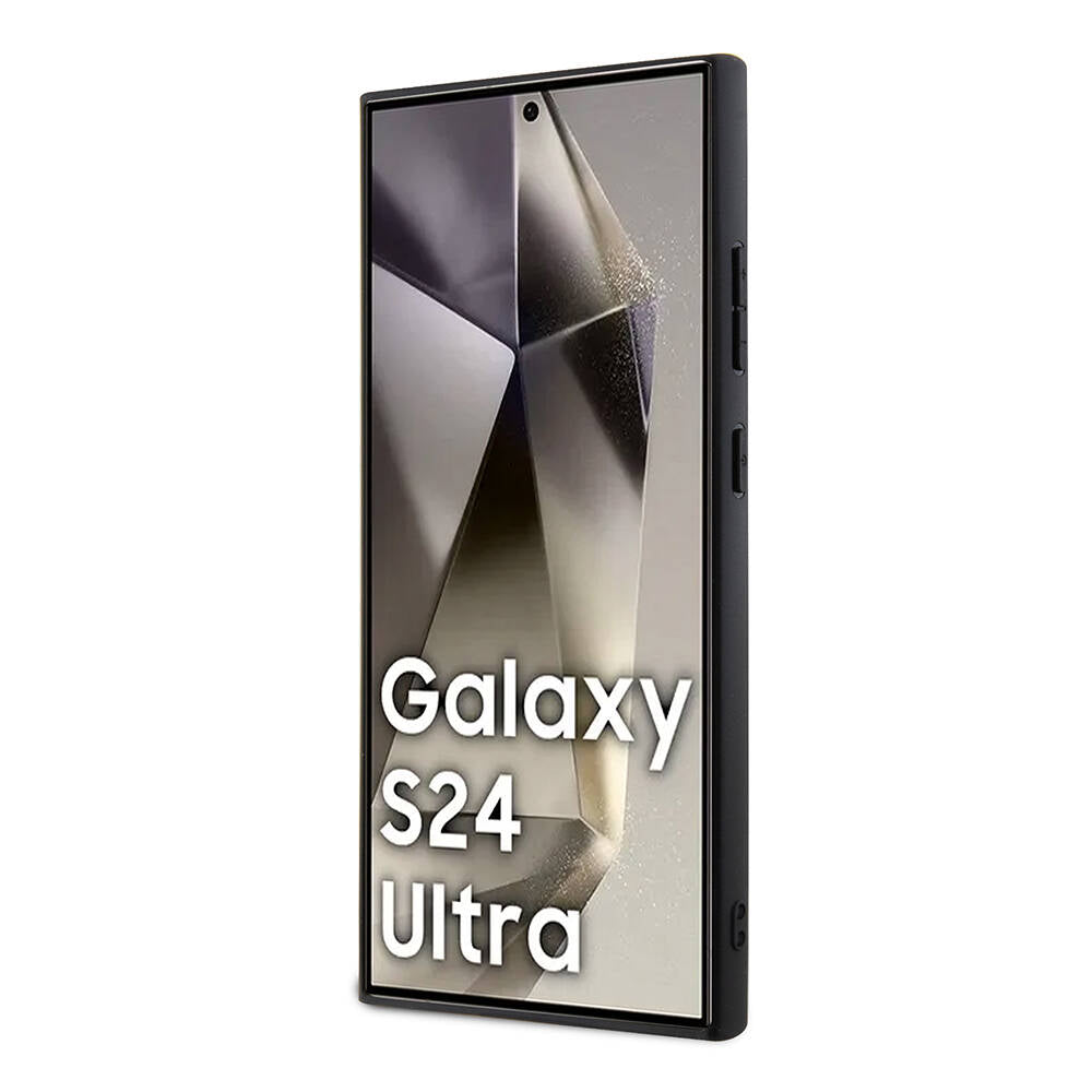 Galaxy S24 Ultra Kılıf Guess Orjinal Lisanslı PU Üçgen Logo 4G Desenli Kılıf