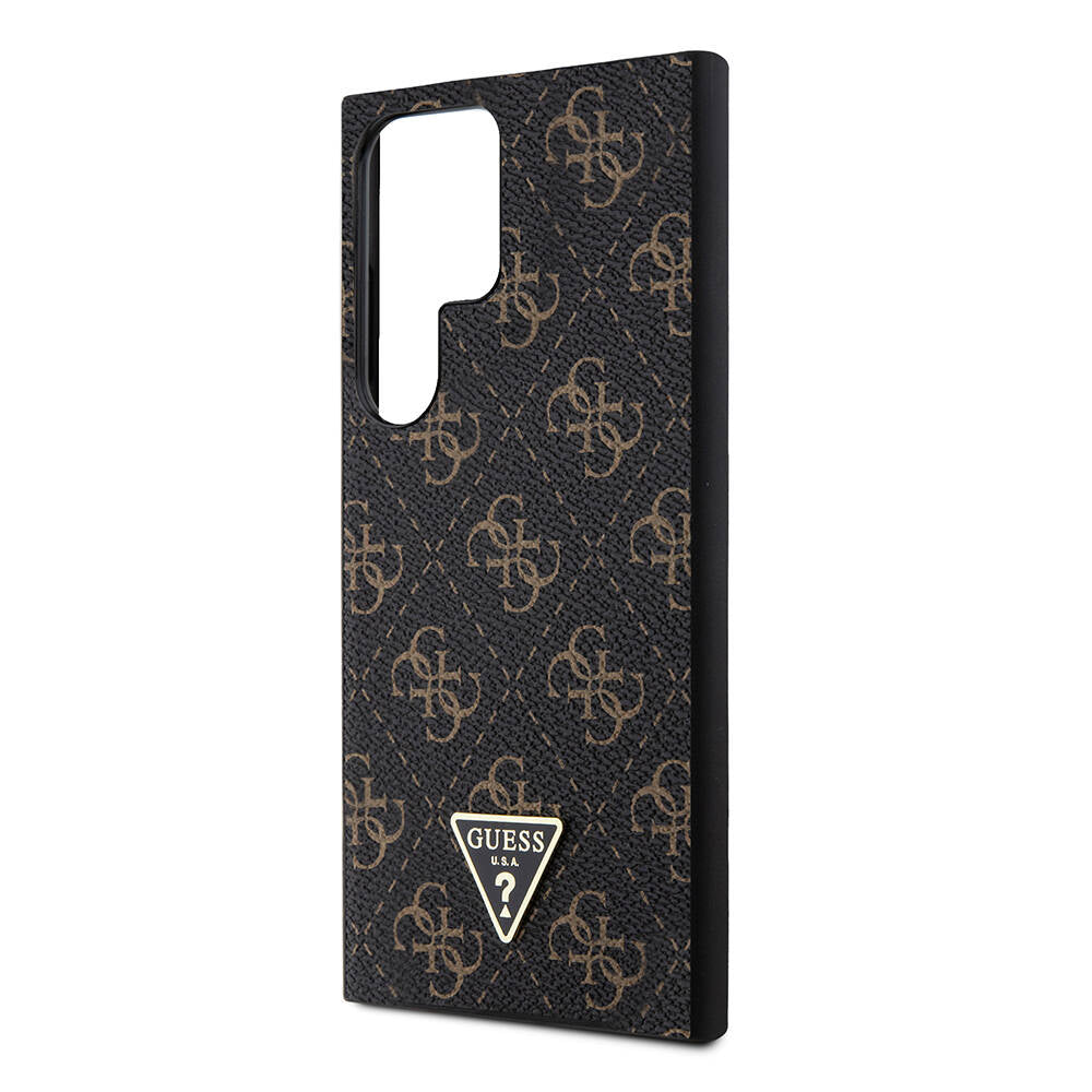 Galaxy S24 Ultra Kılıf Guess Orjinal Lisanslı PU Üçgen Logo 4G Desenli Kapak Beyaz