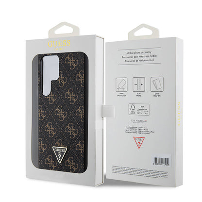 Galaxy S24 Ultra Kılıf Guess Orjinal Lisanslı PU Üçgen Logo 4G Desenli Kılıf