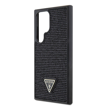 Galaxy S24 Ultra Kılıf Guess Orjinal Lisanslı Taşlı Arka Yüzey Üçgen Logolu Kılıf
