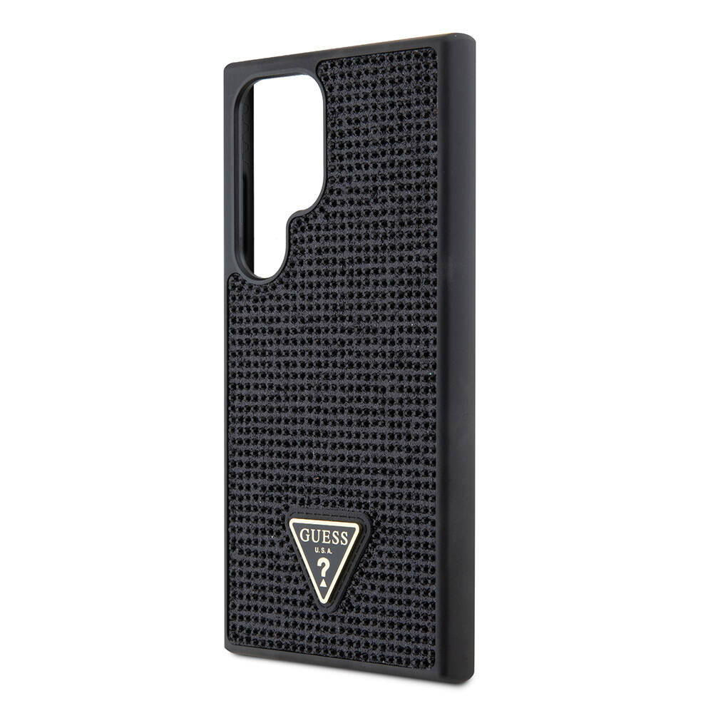 Galaxy S24 Ultra Kılıf Guess Orjinal Lisanslı Taşlı Arka Yüzey Üçgen Logolu Kapak Gümüş