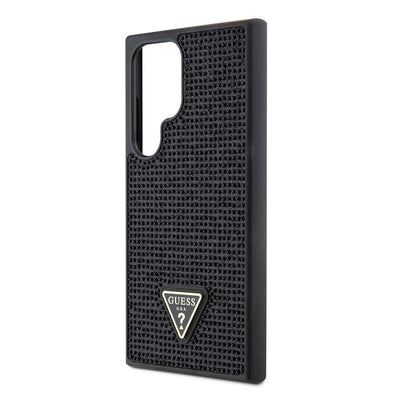 Galaxy S24 Ultra Kılıf Guess Orjinal Lisanslı Taşlı Arka Yüzey Üçgen Logolu Kapak Gümüş