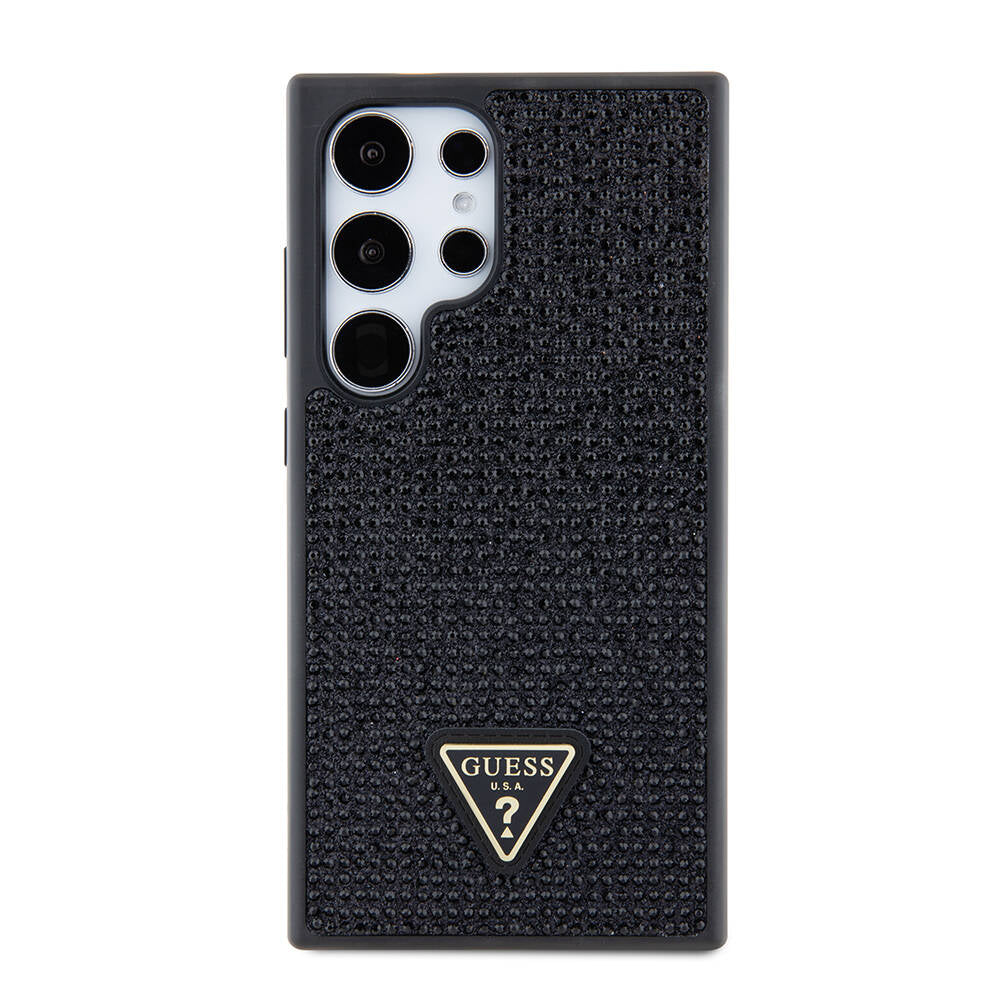 Galaxy S24 Ultra Kılıf Guess Orjinal Lisanslı Taşlı Arka Yüzey Üçgen Logolu Kılıf