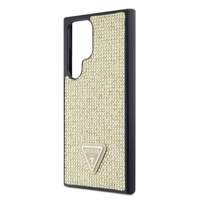 Galaxy S24 Ultra Kılıf Guess Orjinal Lisanslı Taşlı Arka Yüzey Üçgen Logolu Kapak Gümüş