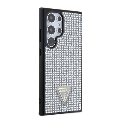 Galaxy S24 Ultra Kılıf Guess Orjinal Lisanslı Taşlı Arka Yüzey Üçgen Logolu Kılıf
