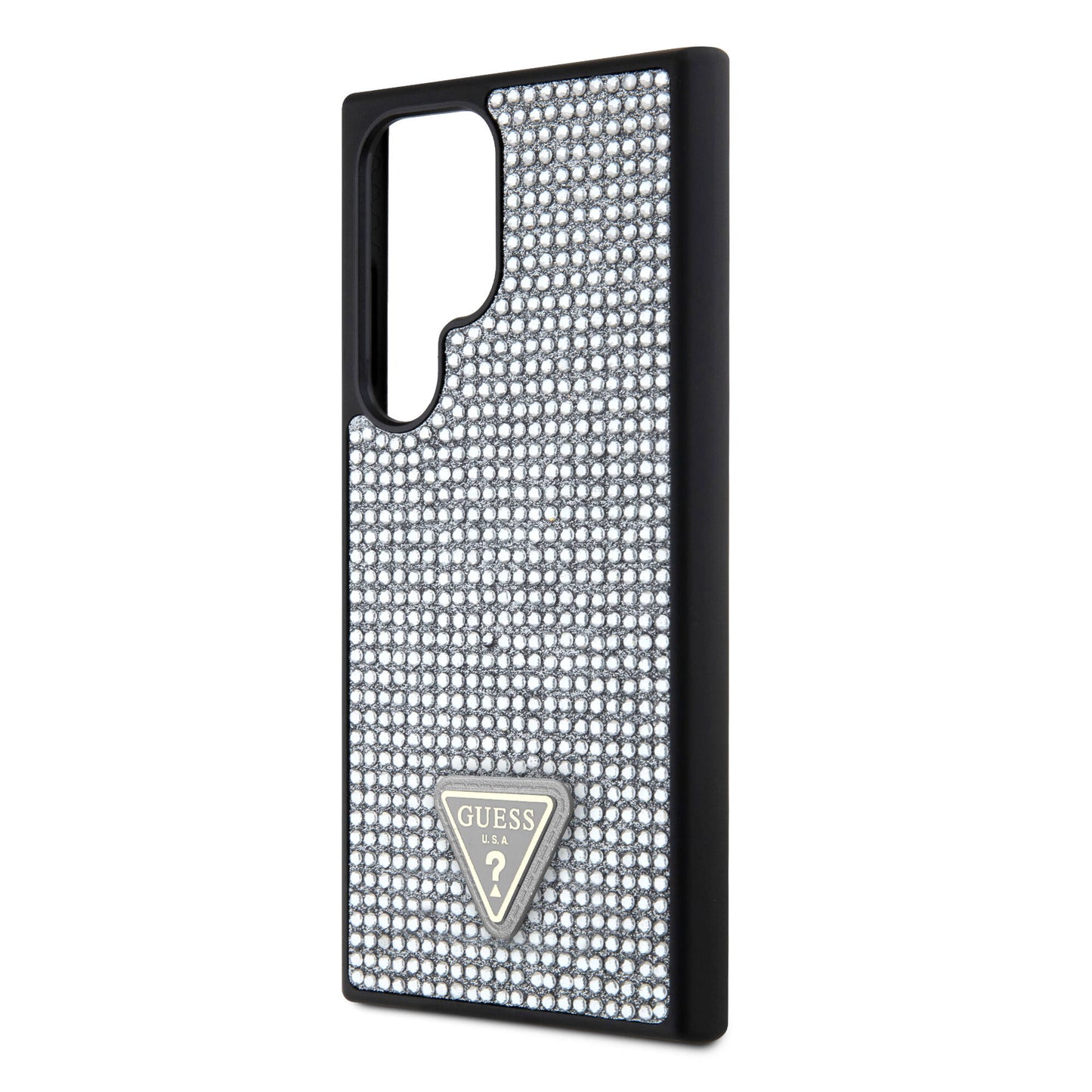 Galaxy S24 Ultra Kılıf Guess Orjinal Lisanslı Taşlı Arka Yüzey Üçgen Logolu Kılıf