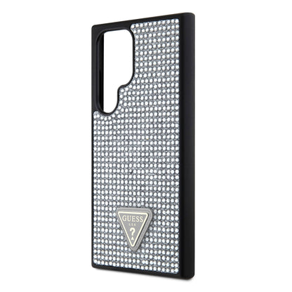 Galaxy S24 Ultra Kılıf Guess Orjinal Lisanslı Taşlı Arka Yüzey Üçgen Logolu Kılıf