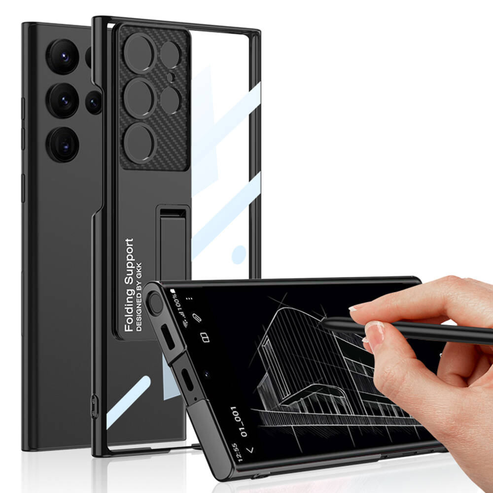 Galaxy S24 Ultra Kılıf Kamera Korumalı Şeffaf Tasarımlı Zore Lego Standlı Kılıf