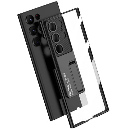 Galaxy S24 Ultra Kılıf Kamera Korumalı Şeffaf Tasarımlı Zore Lego Standlı Kılıf