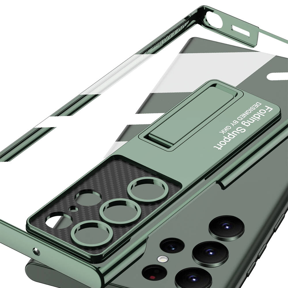 Galaxy S24 Ultra Kılıf Kamera Korumalı Şeffaf Tasarımlı Zore Lego Standlı Kılıf