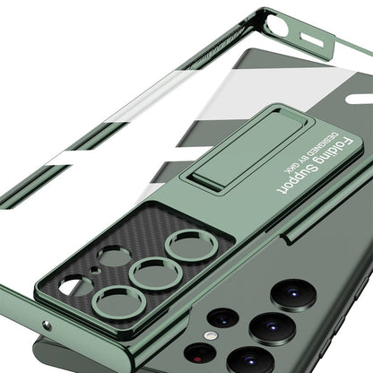 Galaxy S24 Ultra Kılıf Kamera Korumalı Şeffaf Tasarımlı Zore Lego Standlı Kılıf