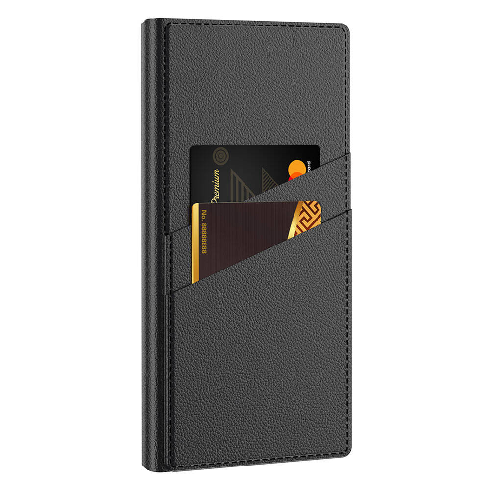 Galaxy S24 Ultra Kılıf Kamera Korumalı Suni Deri Tasarım Zore Droga Standlı Kartlıklı Kılıf