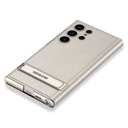 Galaxy S24 Ultra Kılıf Kamera Korumalı Suni Deri Tasarım Zore Droga Standlı Kartlıklı Kılıf