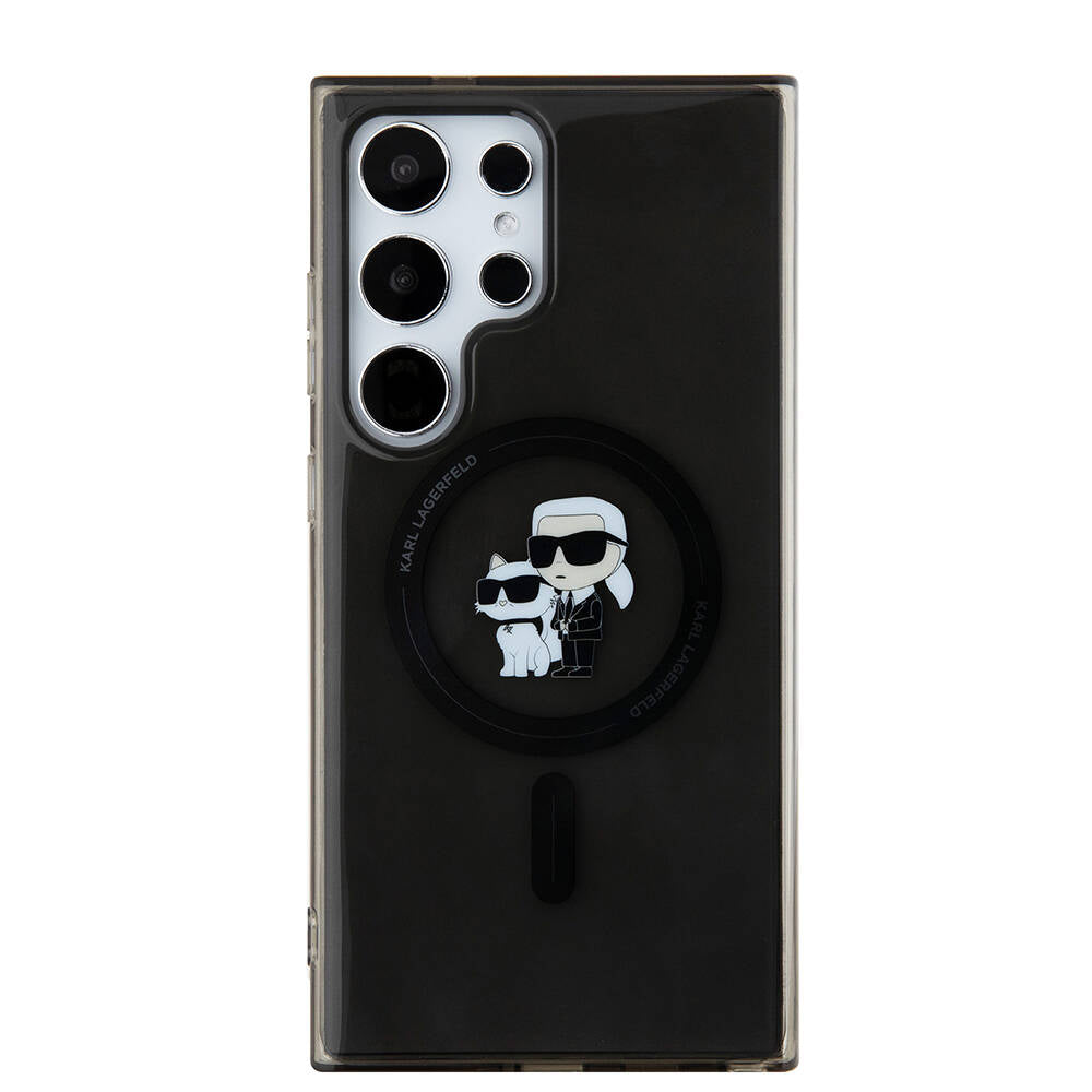 Galaxy S24 Ultra Kılıf Karl Lagerfeld Orjinal Lisanslı M-safe Şarj Özellikli Karl & Choupette IML Baskılı Kılıf