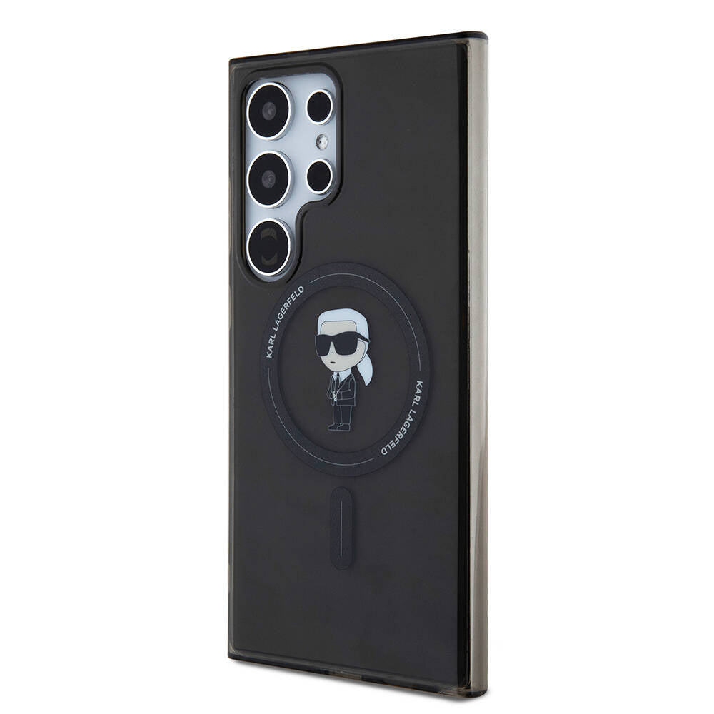 Galaxy S24 Ultra Kılıf Karl Lagerfeld Orjinal Lisanslı Magsafe Şarj Özellikli Karl Head IML Baskılı Kapak Siyah