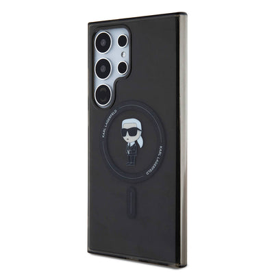 Galaxy S24 Ultra Kılıf Karl Lagerfeld Orjinal Lisanslı Magsafe Şarj Özellikli Karl Head IML Baskılı Kapak Siyah
