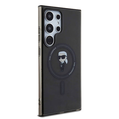 Galaxy S24 Ultra Kılıf Karl Lagerfeld Orjinal Lisanslı Magsafe Şarj Özellikli Karl Head IML Baskılı Kapak Siyah