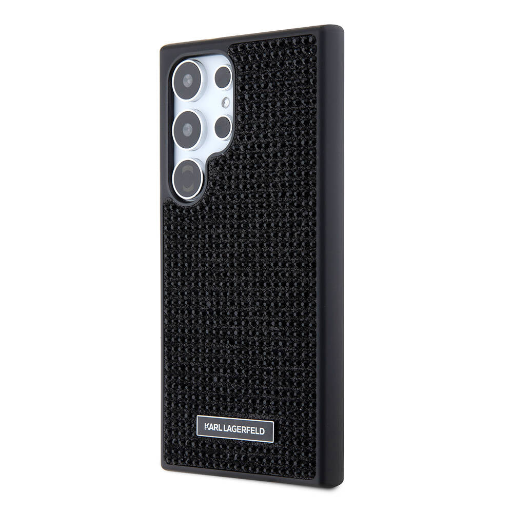Galaxy S24 Ultra Kılıf Karl Lagerfeld Taşlı Metal Logo Orjinal Lisanslı Kapak Gümüş