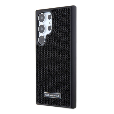 Galaxy S24 Ultra Kılıf Karl Lagerfeld Taşlı Metal Logo Orjinal Lisanslı Kapak Gümüş