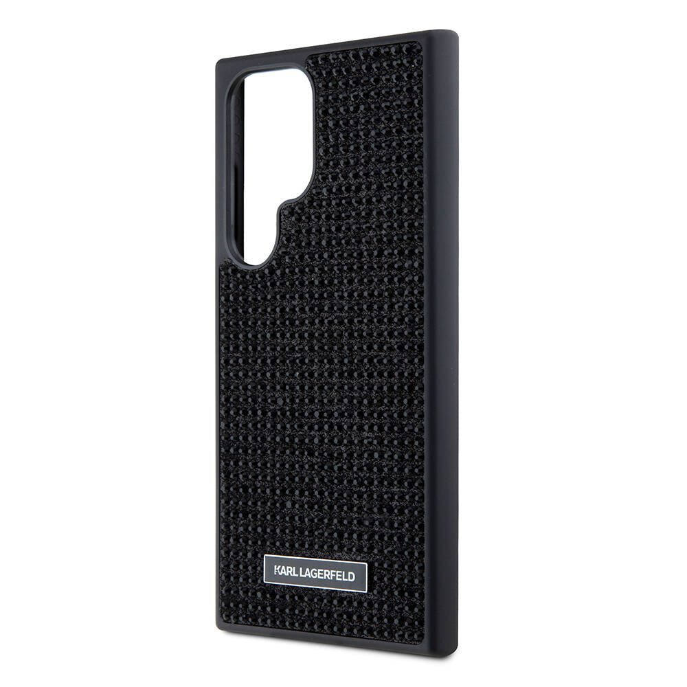 Galaxy S24 Ultra Kılıf Karl Lagerfeld Taşlı Metal Logo Orjinal Lisanslı Kapak Gümüş