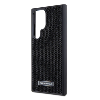 Galaxy S24 Ultra Kılıf Karl Lagerfeld Taşlı Metal Logo Orjinal Lisanslı Kapak Gümüş