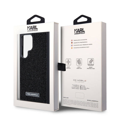 Galaxy S24 Ultra Kılıf Karl Lagerfeld Taşlı Metal Logo Orjinal Lisanslı Kapak Gümüş