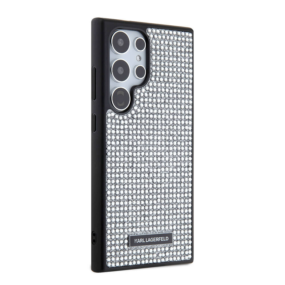 Galaxy S24 Ultra Kılıf Karl Lagerfeld Taşlı Metal Logo Orjinal Lisanslı Kılıf