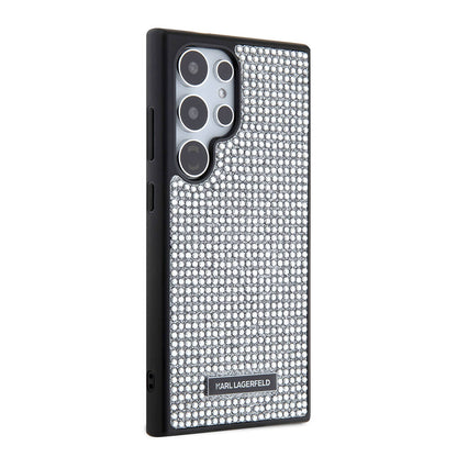 Galaxy S24 Ultra Kılıf Karl Lagerfeld Taşlı Metal Logo Orjinal Lisanslı Kılıf