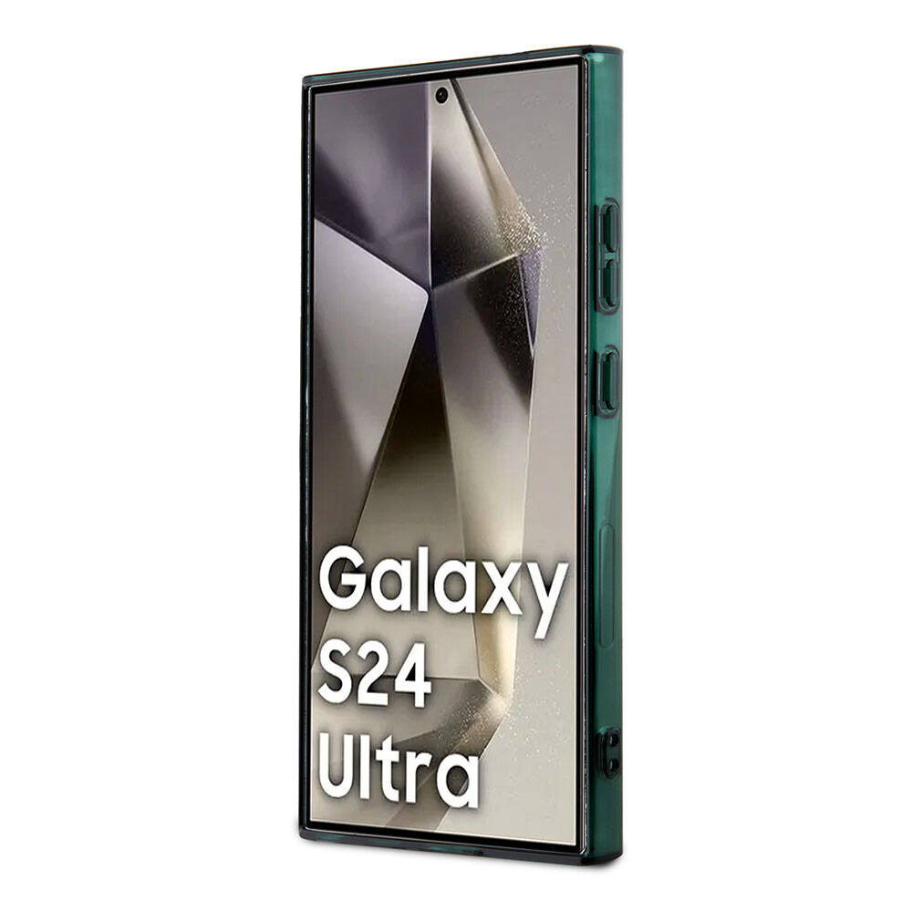 Galaxy S24 Ultra Kılıf Lacoste Orjinal Lisanslı Magsafe Şarj Özellikli Çift Katmanlı Timsah Logolu Blend Monogram Kapak Petrol Yeşil