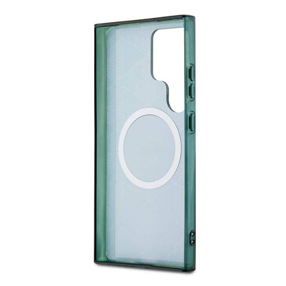 Galaxy S24 Ultra Kılıf Lacoste Orjinal Lisanslı M-safe Şarj Özellikli Çift Katmanlı Timsah Logolu Blend Monogram Kılıf