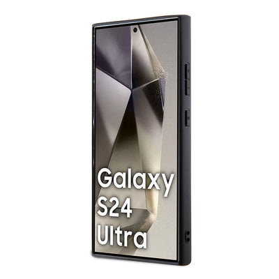 Galaxy S24 Ultra Kılıf Lacoste Orjinal Lisanslı Magsafe Şarj Özellikli PU Deri Görünümlü Karışık Monogram Desenli Kapak Lacivert