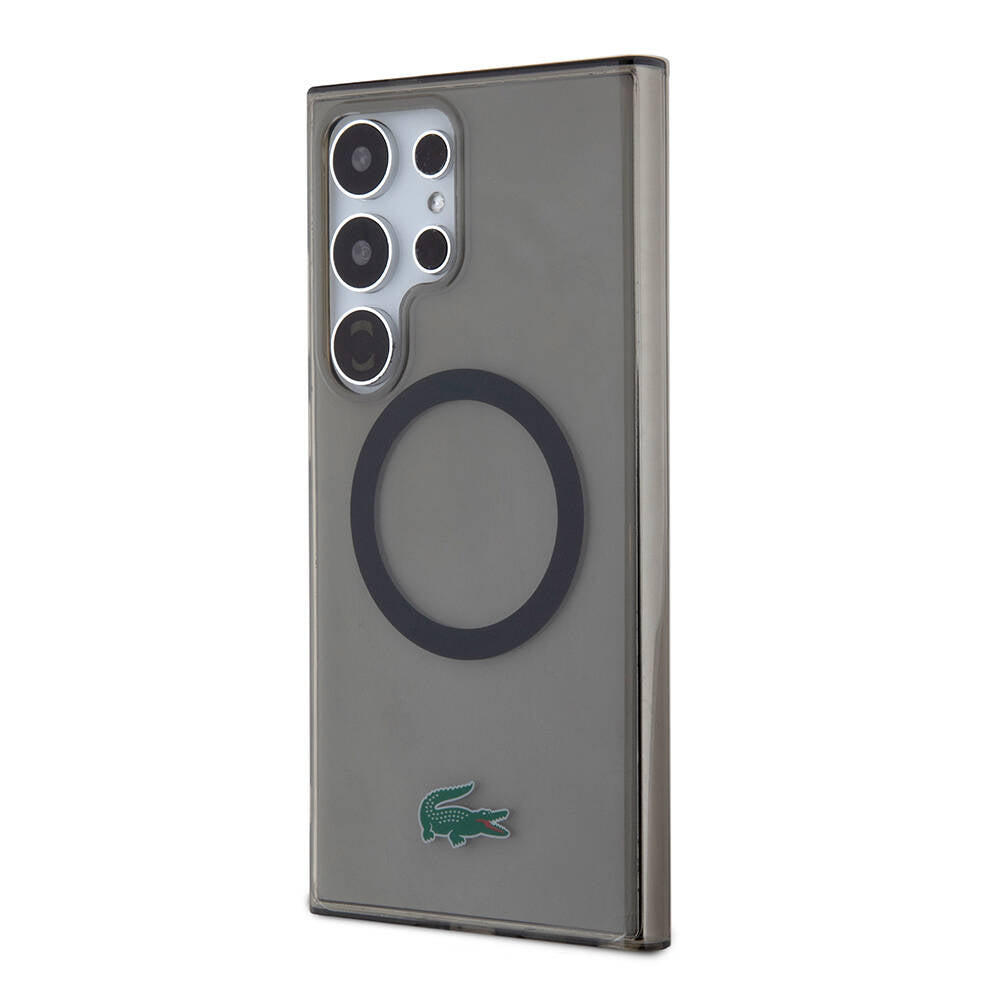 Galaxy S24 Ultra Kılıf Lacoste Orjinal Lisanslı M-safe Şarj Özellikli Transparan Timsah Logo Baskılı Kılıf