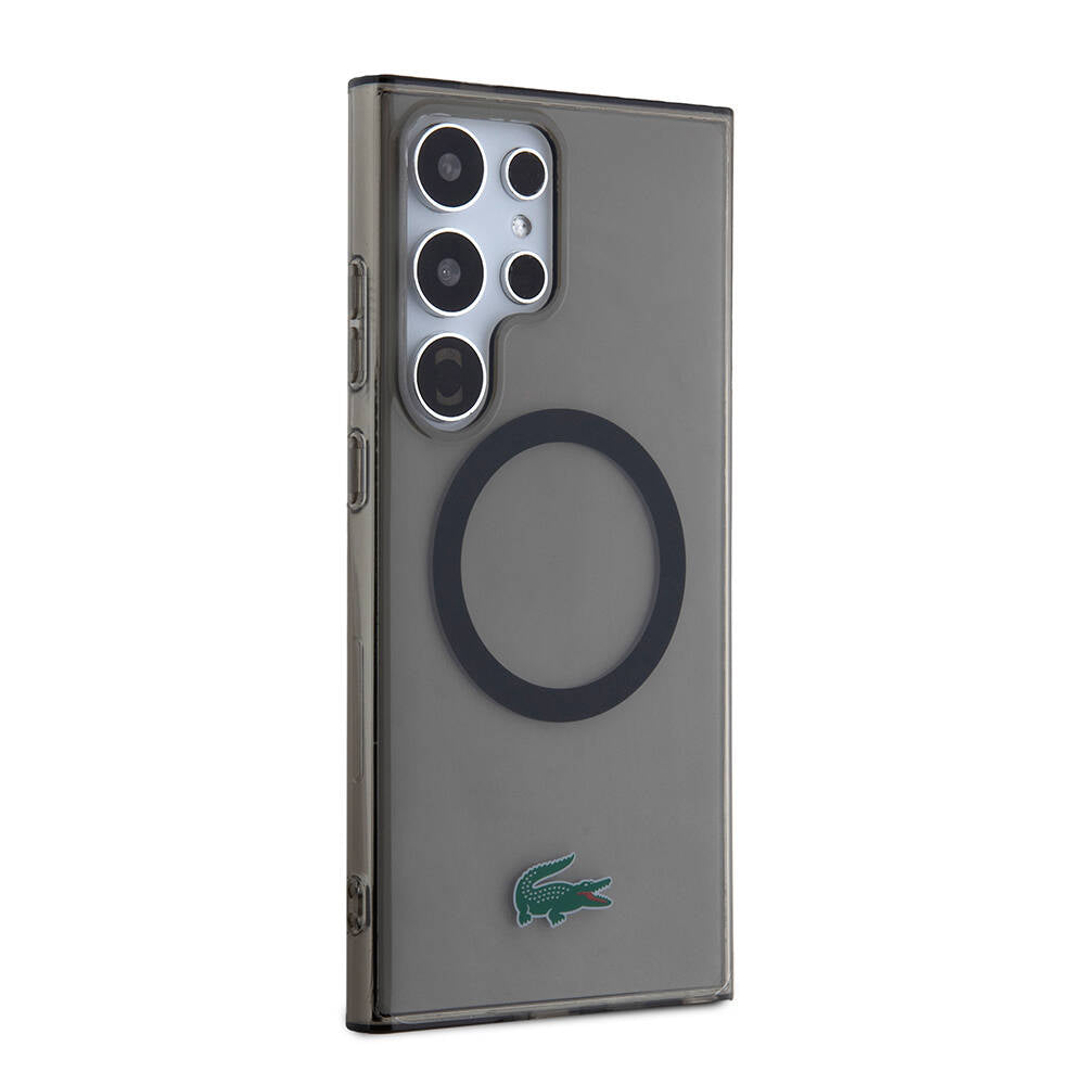 Galaxy S24 Ultra Kılıf Lacoste Orjinal Lisanslı M-safe Şarj Özellikli Transparan Timsah Logo Baskılı Kılıf