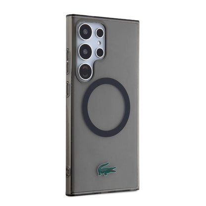 Galaxy S24 Ultra Kılıf Lacoste Orjinal Lisanslı M-safe Şarj Özellikli Transparan Timsah Logo Baskılı Kılıf