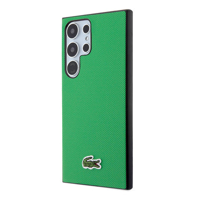 Galaxy S24 Ultra Kılıf Lacoste Orjinal Lisanslı PU Pike Desenli Arka Yüzey İkonik Timsah Dokuma Logolu Kapak Lacivert
