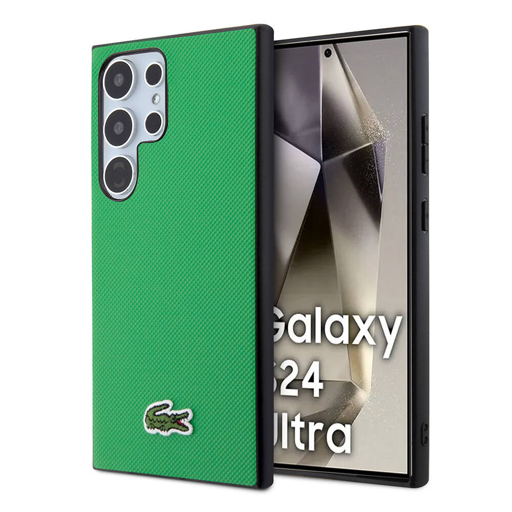 Galaxy S24 Ultra Kılıf Lacoste Orjinal Lisanslı PU Pike Desenli Arka Yüzey İkonik Timsah Dokuma Logolu Kılıf