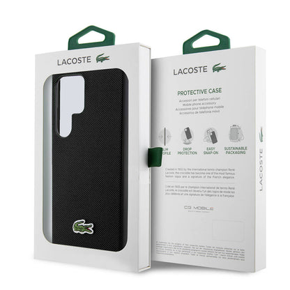 Galaxy S24 Ultra Kılıf Lacoste Orjinal Lisanslı PU Pike Desenli Arka Yüzey İkonik Timsah Dokuma Logolu Kılıf