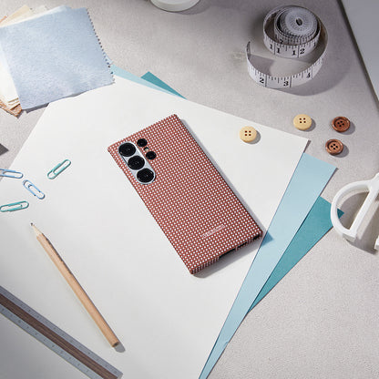 Galaxy S24 Ultra Kılıf M-safe Şarj Özellikli 1500D Aramid Fiber Pitaka Ultra-Slim Classic Serisi Bonfire Kılıf