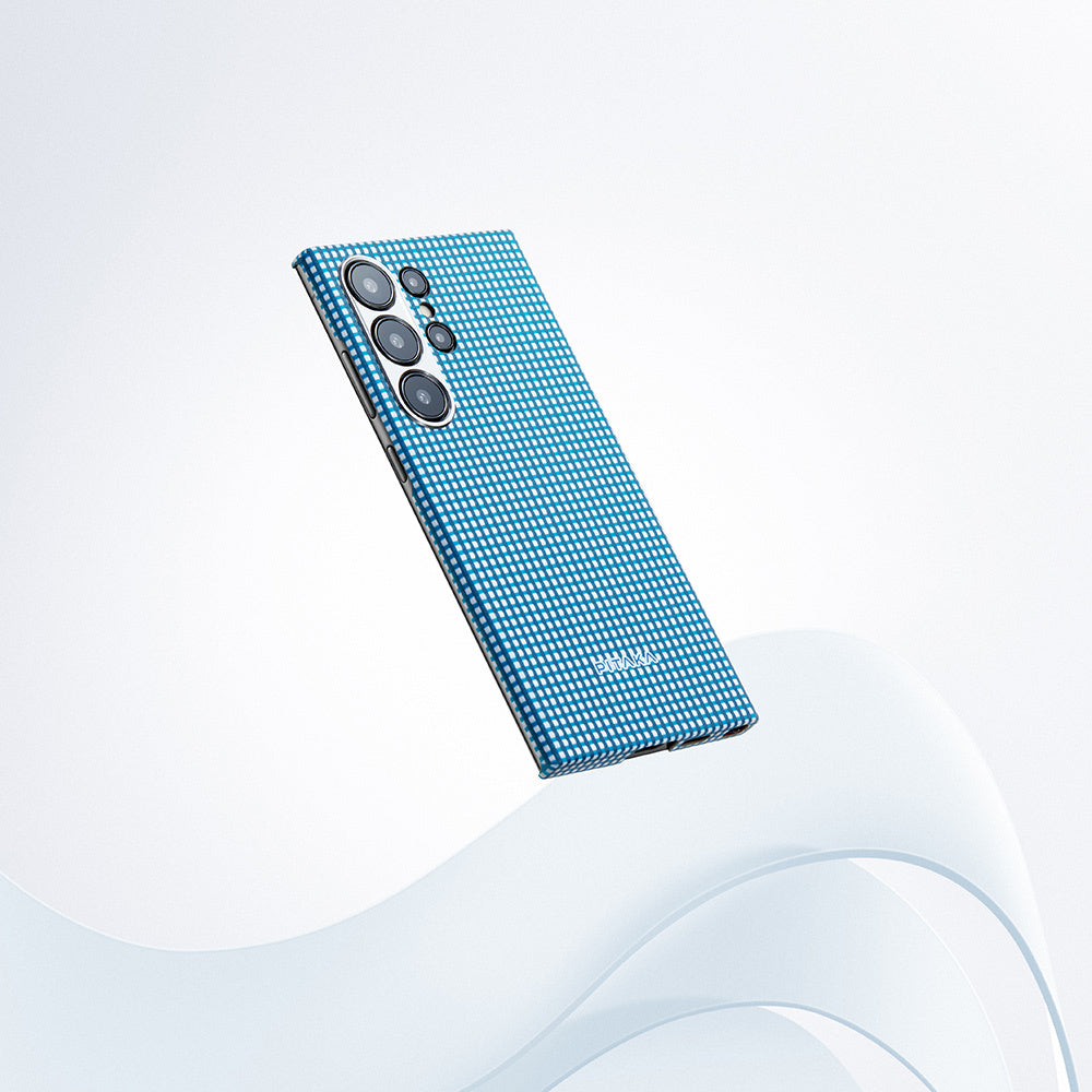 Galaxy S24 Ultra Kılıf M-safe Şarj Özellikli 1500D Aramid Fiber Pitaka Ultra-Slim Classic Serisi Ice Sea Kılıf