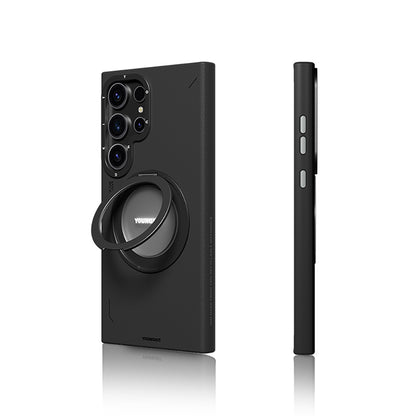 Galaxy S24 Ultra Kılıf M-safe Şarj Özellikli 360° Standlı Basit Mat Deri Desenli Youngkit Tech Leather Serisi Kılıf