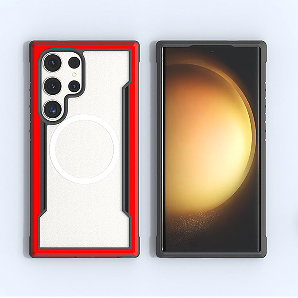 Galaxy S24 Ultra Kılıf Magsafe Şarj Özellikli Airbagli Raptic Shield Serisi Şeffaf Arka Yüzey Kapak Colorful