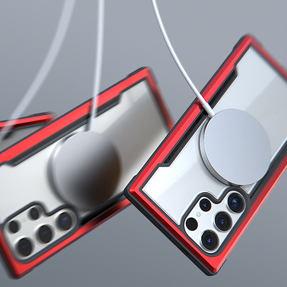 Galaxy S24 Ultra Kılıf M-safe Şarj Özellikli Airbagli Raptic Shield Serisi Şeffaf Arka Yüzey Kılıf