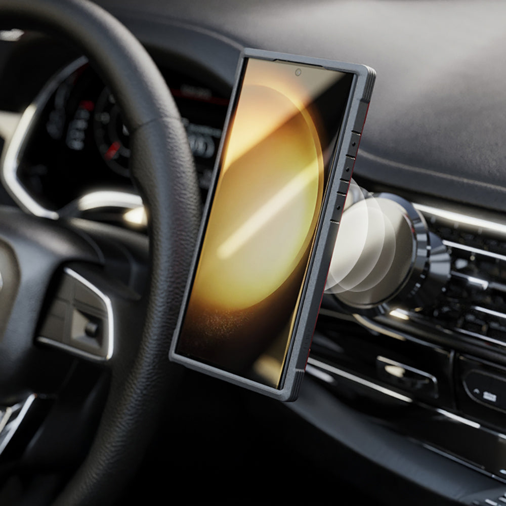 Galaxy S24 Ultra Kılıf M-safe Şarj Özellikli Airbagli Raptic Shield Serisi Şeffaf Arka Yüzey Kılıf