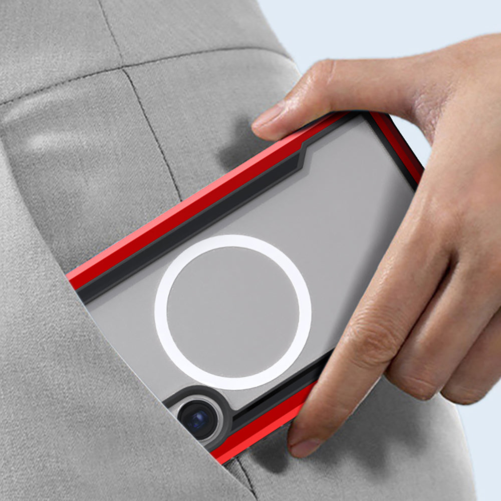 Galaxy S24 Ultra Kılıf Magsafe Şarj Özellikli Airbagli Raptic Shield Serisi Şeffaf Arka Yüzey Kapak Colorful
