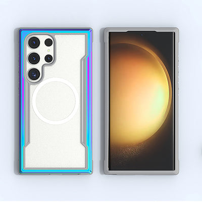 Galaxy S24 Ultra Kılıf Magsafe Şarj Özellikli Airbagli Raptic Shield Serisi Şeffaf Arka Yüzey Kapak Colorful